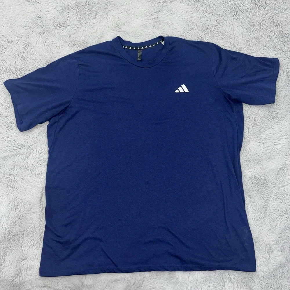Adidas Men's Breathable Crew Neck Short Sleeve Feel Ready Training Tee Blue 2XL